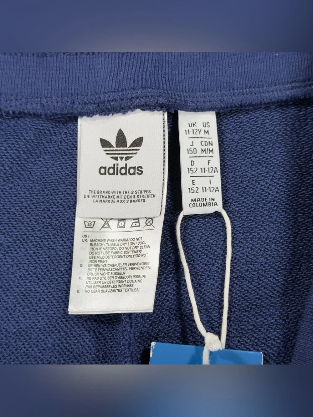 Adidas Youth M Medium Trefoil Pants Navy Blue White Stripe Joggers Tracksuit NWT